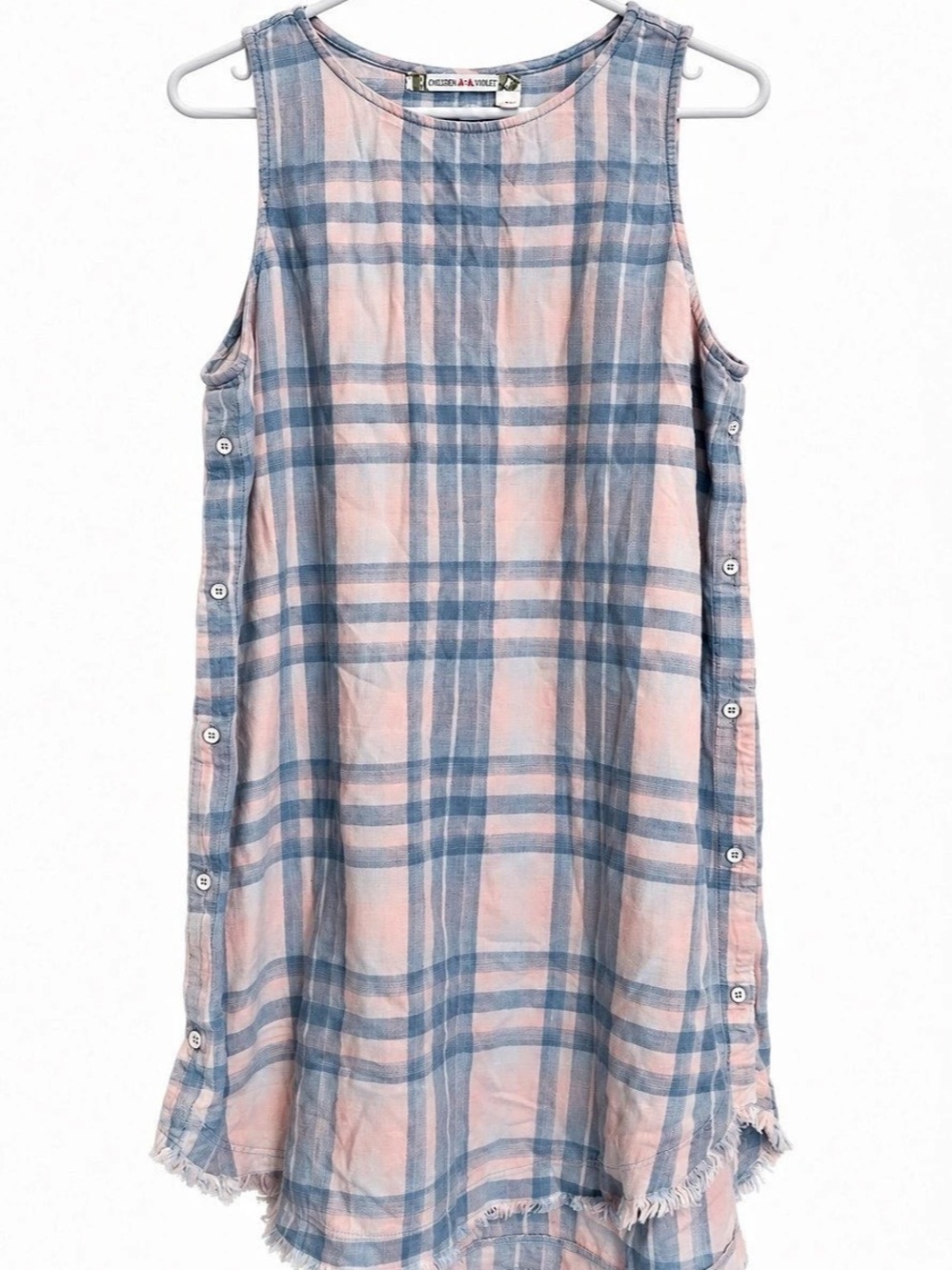 Chelsea & Violet Plaid Mini Dress in Pink & Blue